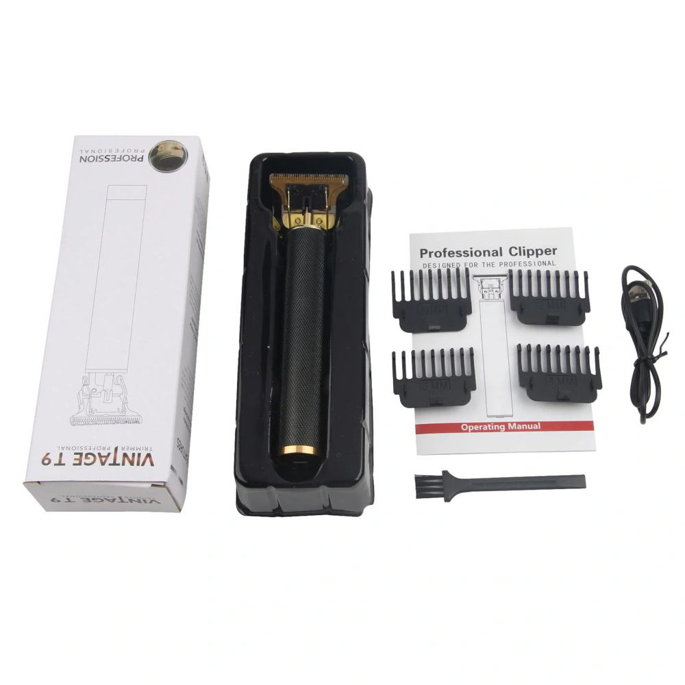 USB Electronic Clipper Professional Stainless Steel Electric Hair Cutting Trimmer with Guide Comb Black