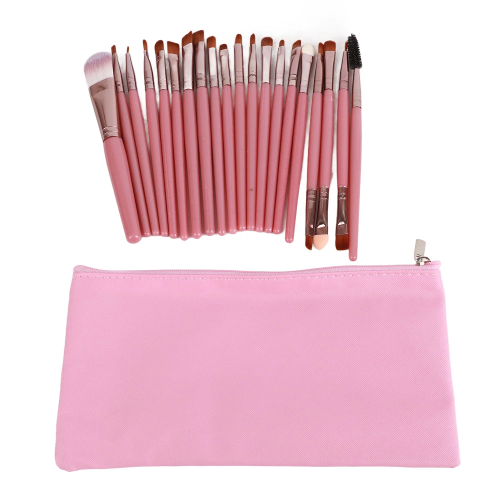 20pcs Cosmetic Brush Set Synthetic Soft Coffee Brush Hair Rose Gold Tube Pink Handle Makeup Brush Kit with Storage Bag