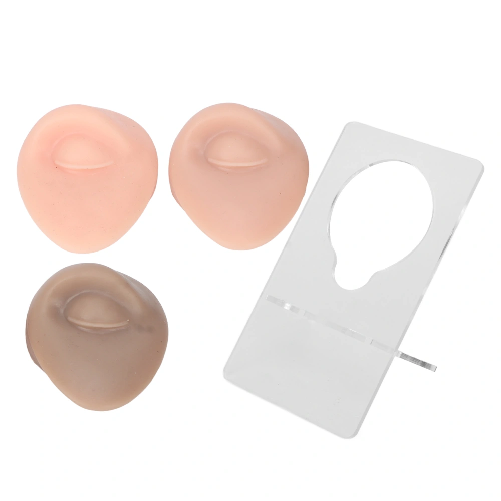 3pcs Soft Silicone Eyes Model Lifelike Piercing Practice Human Eyes Model with Acrylic Stand