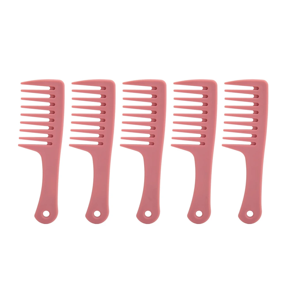 5Pcs Hairdressing Wide Tooth Comb Anti Static Ergonomic Handle Safe Practical Round Edge Hair Styling Comb