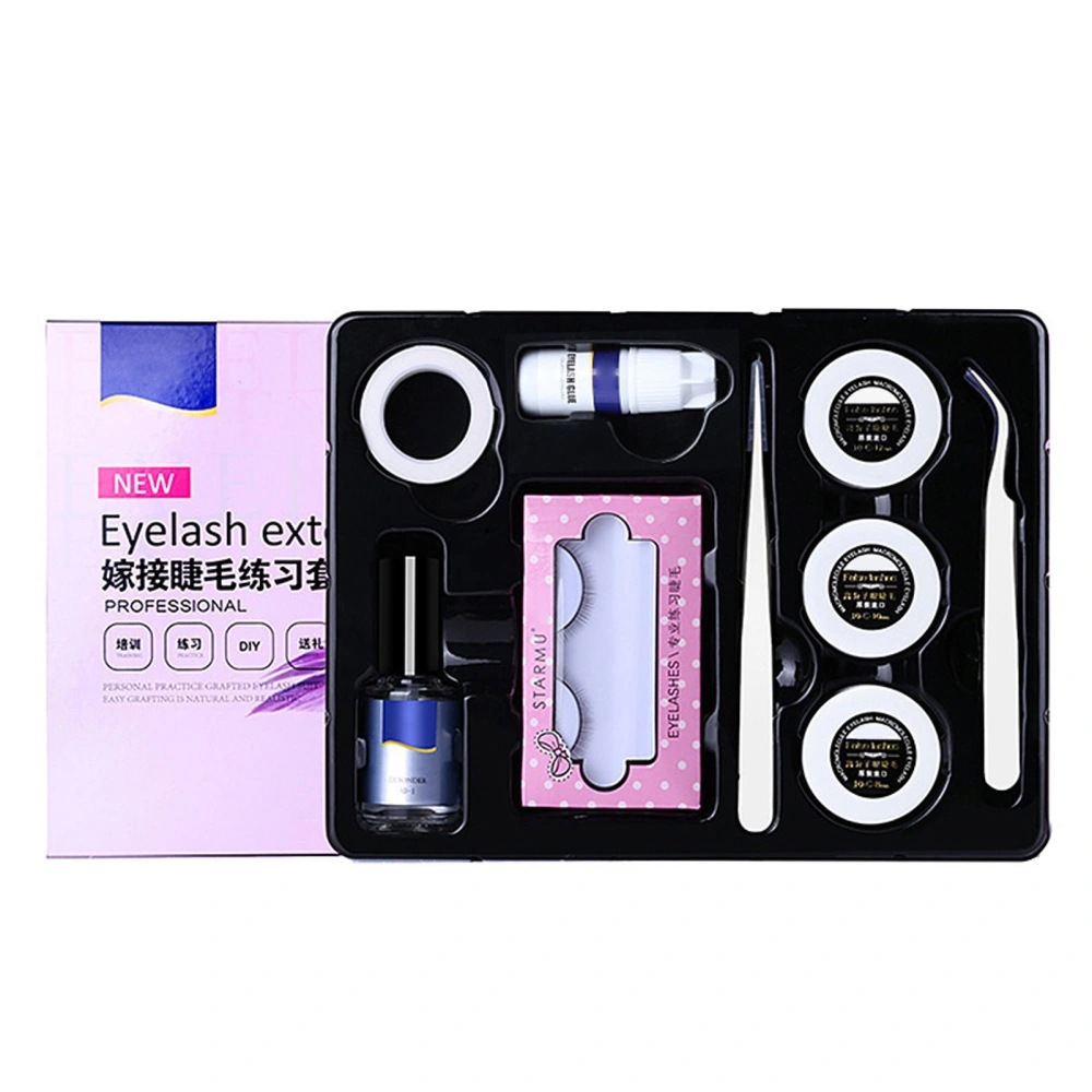 Grafting False Eyelashes Set Professional Makeup Practice Eyelashes Graft Kit for Beauty Salon Purple Grafting False Eyelashes Set