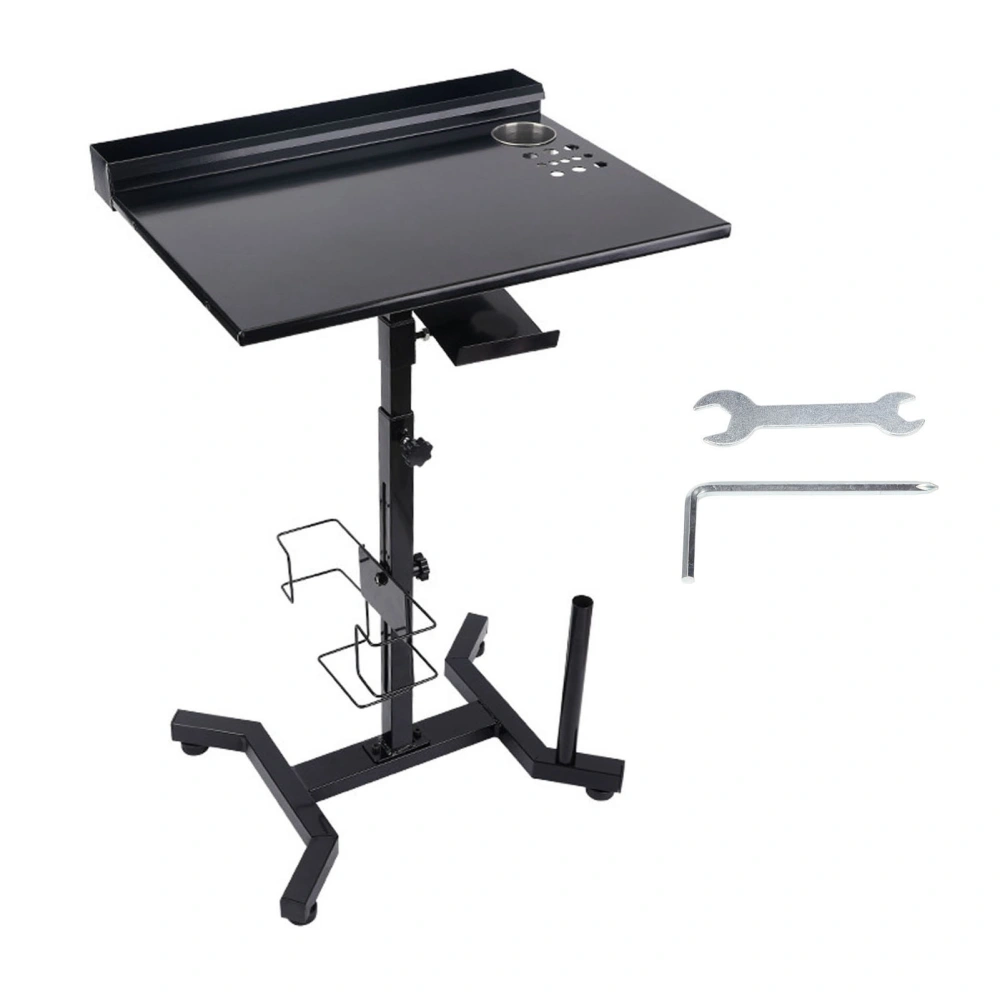 Tattoo Work Table Height Adaptable Anti Skid Steel Structure Tattoo Work Station Table with Storage Slot Black