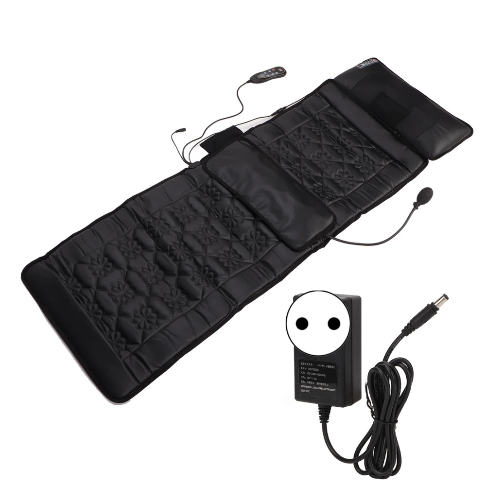 Full Body Massage Mattress 9 Gears Heating Vibration Massage Chair Pad for Leg Neck Black 100‑240V EU Plug