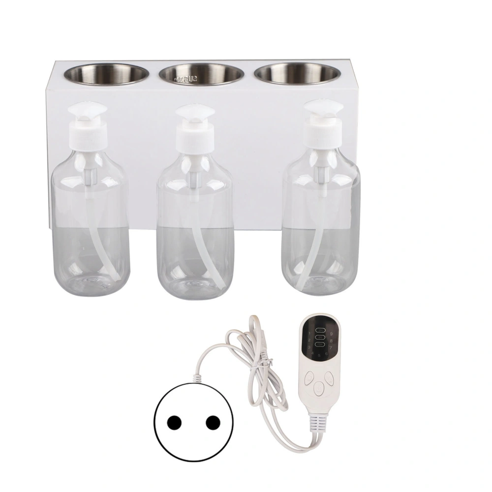 3 Bottle Spa Warmer Adjustable 9 Temperature Mode with Timer Massage Oil Lotion Cream Bottle Heater 110‑