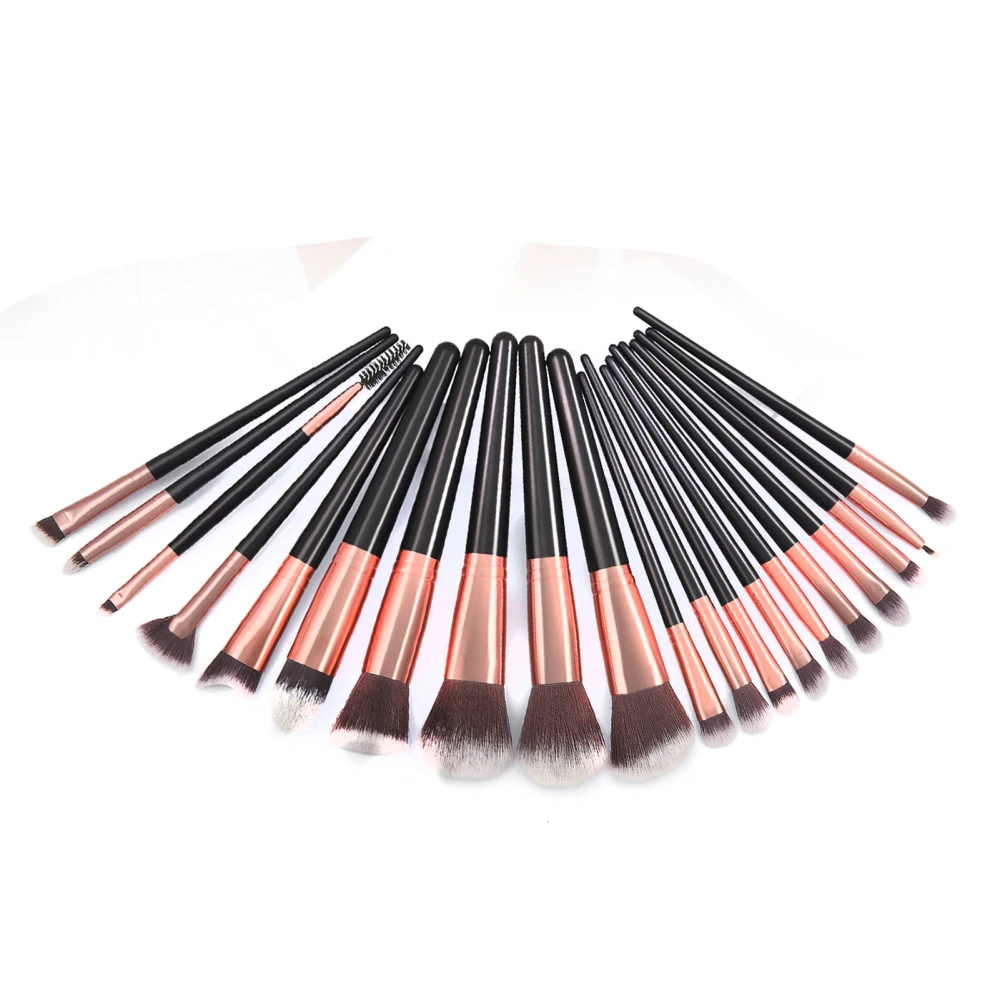 20pcs Makeup Brushes Soft Nylon Hair Plastic Handle Cosmetic Brush Set for Loose Powder Black Gold