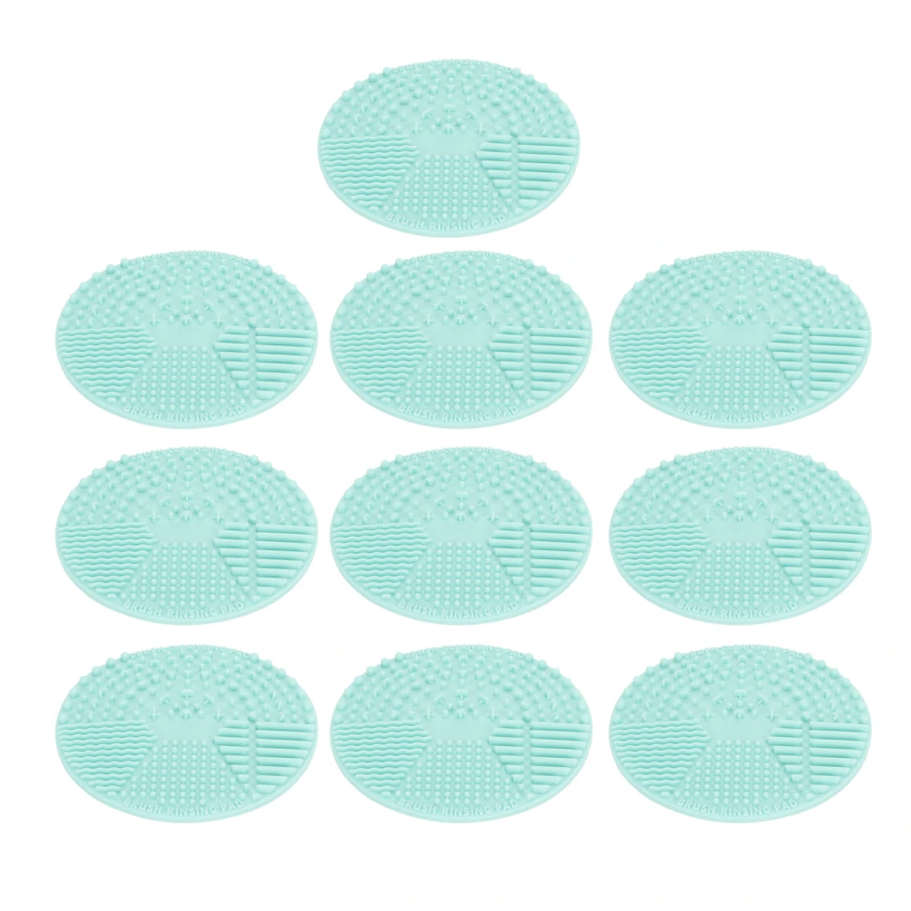 10pcs Makeup Brush Cleaning Mat Round Portable Silicone Cosmetic Brush Cleaner Pad for Sponge