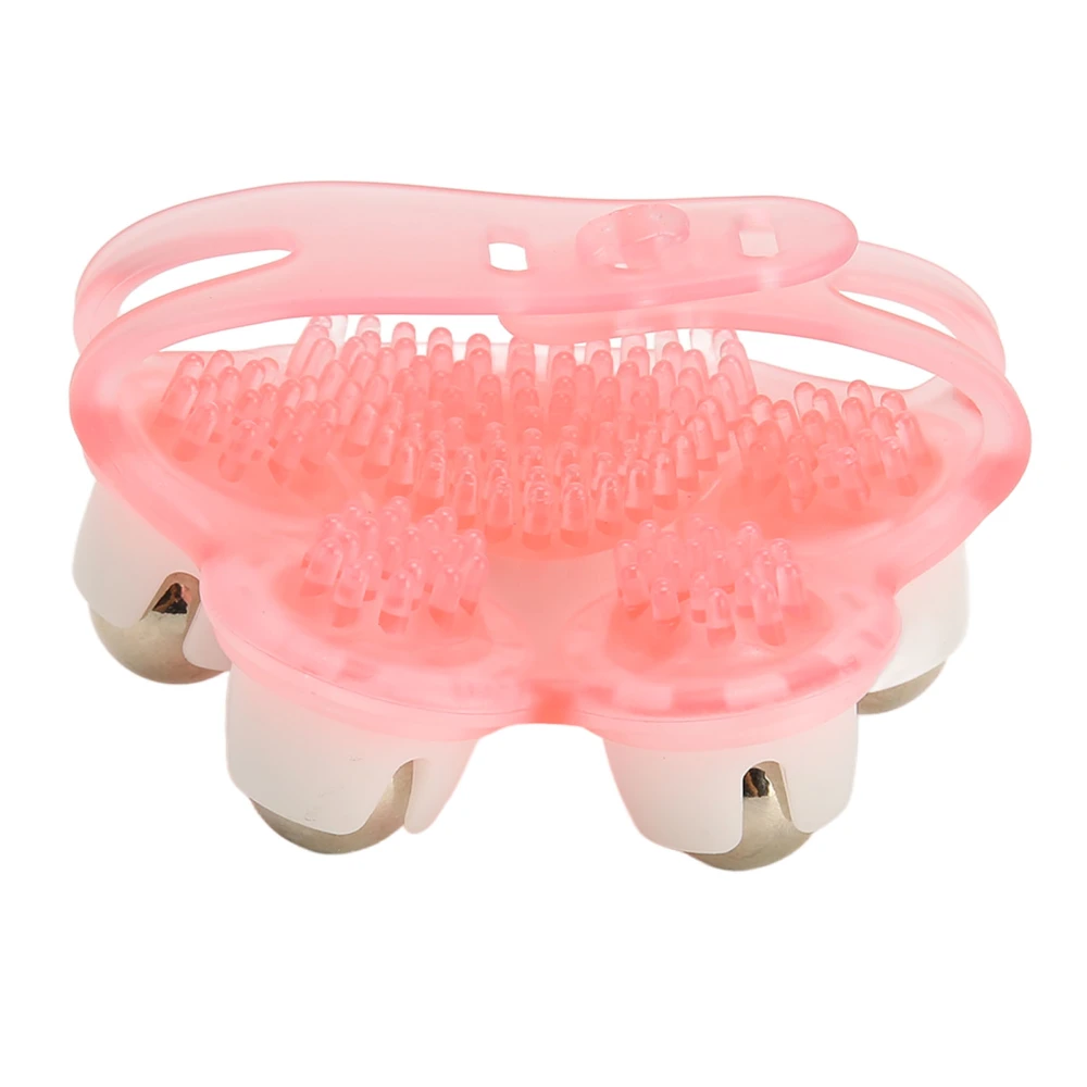 Hand Roller Massager 5 Beads 360 Degree Rotating Manual Roller Massager for Women Home Use Pink