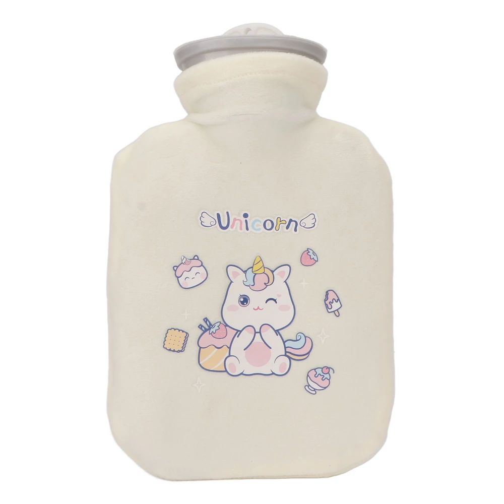 500ml Hot Water Bottle Bag Thicken Pain Reduction Hot Cold Compress Portable Hot Water Bed Warmer with Soft Cover White