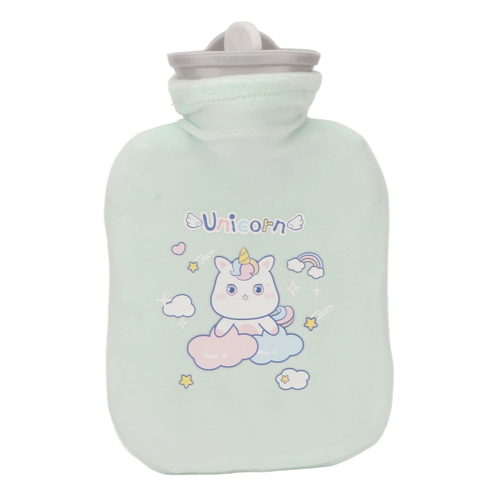 500ml Hot Water Bottle Bag Thicken Pain Reduction Hot Cold Compress Portable Hot Water Bed Warmer with Soft Cover Green