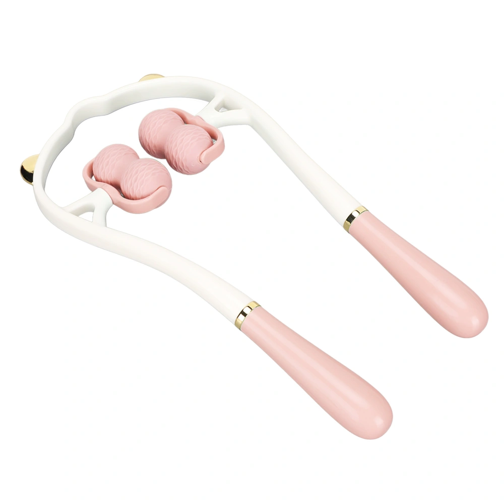 Neck Roller Massager Handheld Manual Dual Pressure Point Pain Reduce Relieve Fatigue Cervical Massager Pink