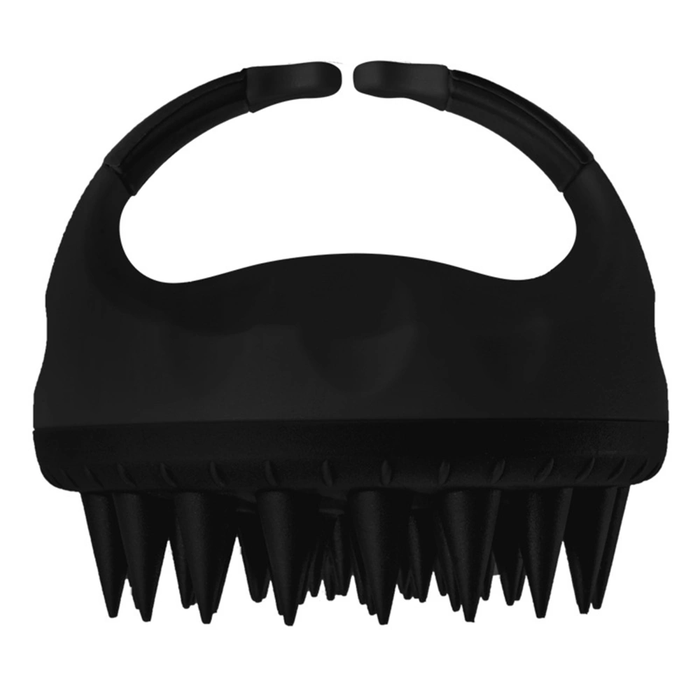 Shampoo Brush Portable Soft Silicone Wet Dry Dandruff Removal Scalp Massager Scrubber for Hair Care Black