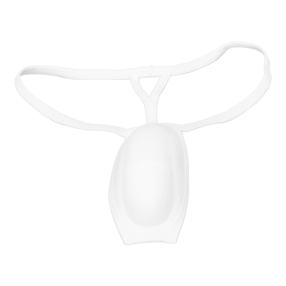 Men Bulge Cup Soft Polyester Cotton Stereo Shape Bulge Covering Up Underwear Cup with Strap White L