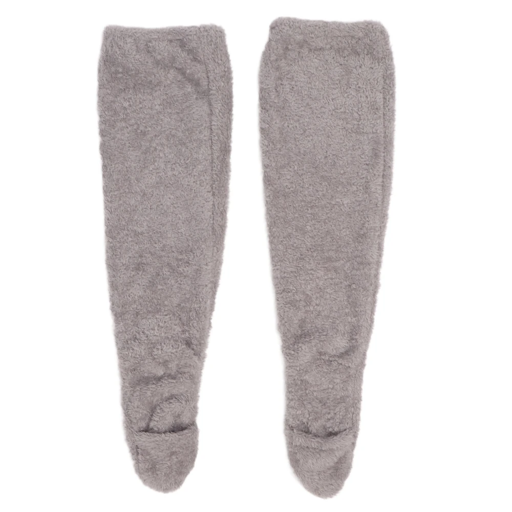 Over Knee Fuzzy Socks Winter Home Sleeping Soft Thick Breathable Plush Stockings Leg Warmer Gray