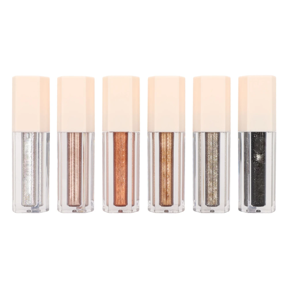 6pcs 5ml Liquid Eyeshadow Set Makeup Waterproof Long Lasting Quick Drying Metallic Glitter Eye Shadow