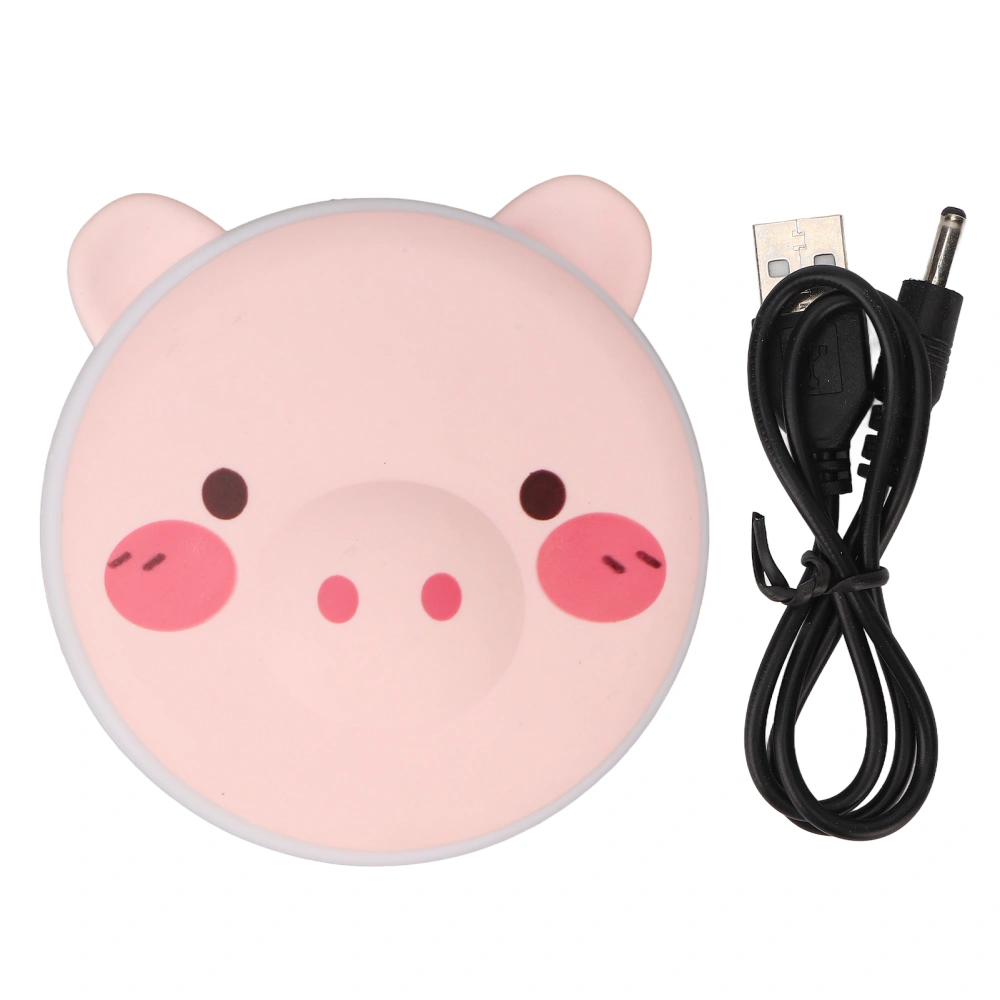 USB Hand Warmer Cute Piggy Prevent Scalding Portable Hand Warmer Power Bank with Luminous Mirror for Travel Office