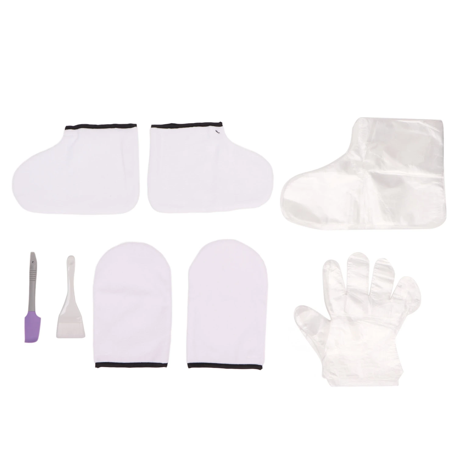 White Wax Bath Mitts Set Large Brush Purple Spatula Soft Mitts Foot Cover Paraffin Wax Hand Foot Care Set