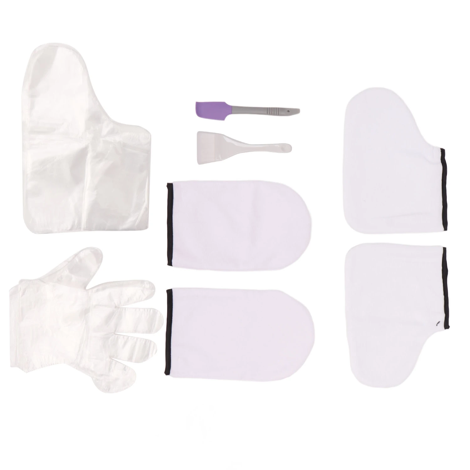 White Wax Bath Mitts Set Large Brush Purple Spatula Soft Mitts Foot Cover Paraffin Wax Hand Foot Care Set