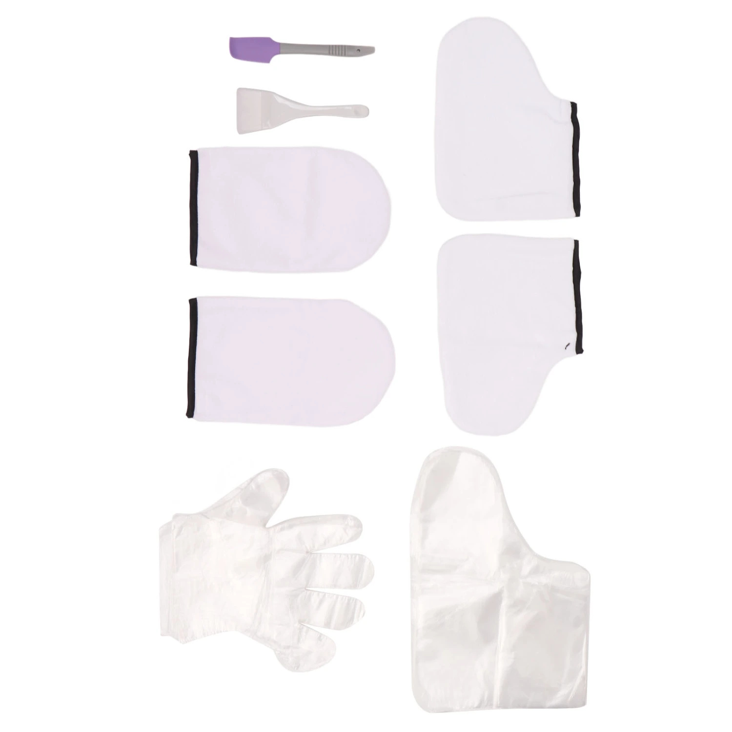 White Wax Bath Mitts Set Large Brush Purple Spatula Soft Mitts Foot Cover Paraffin Wax Hand Foot Care Set