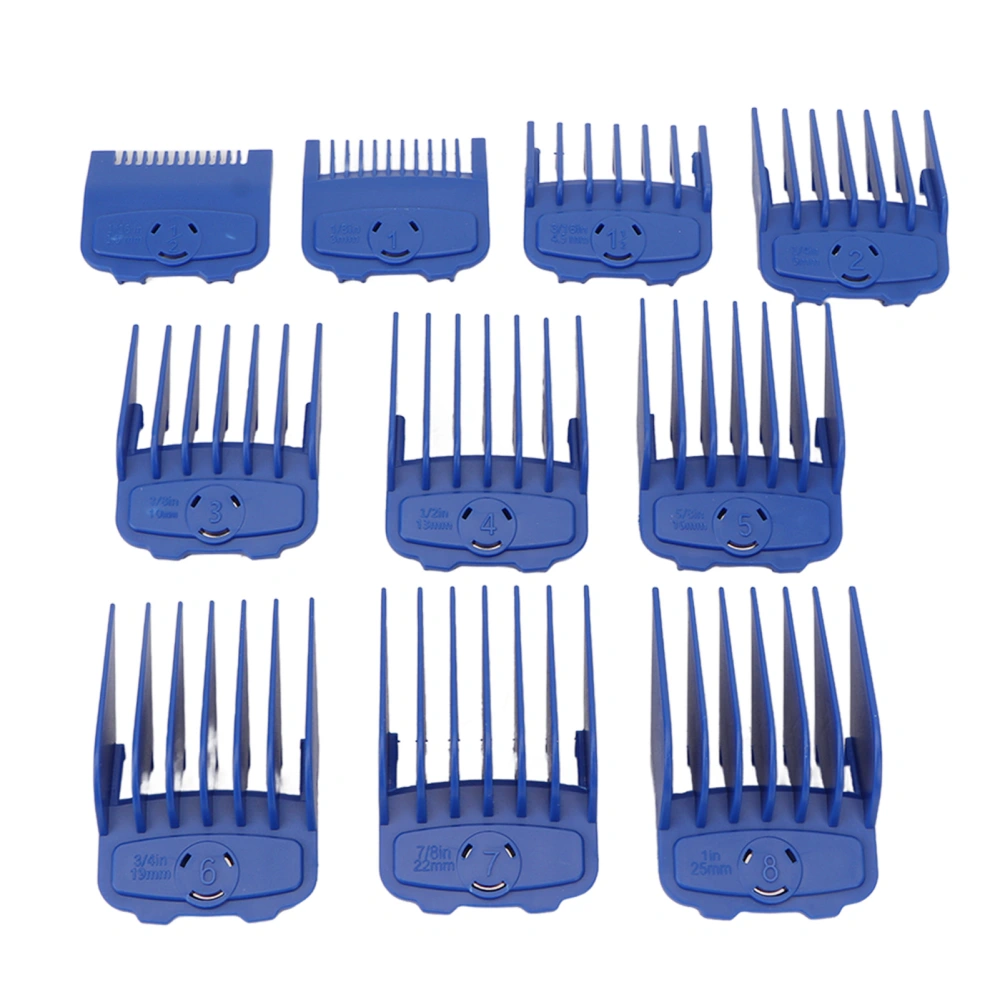 10pcs Hair Clipper Combs Guides Blue Cutting Professional Combs Guides for Trimmer Barber