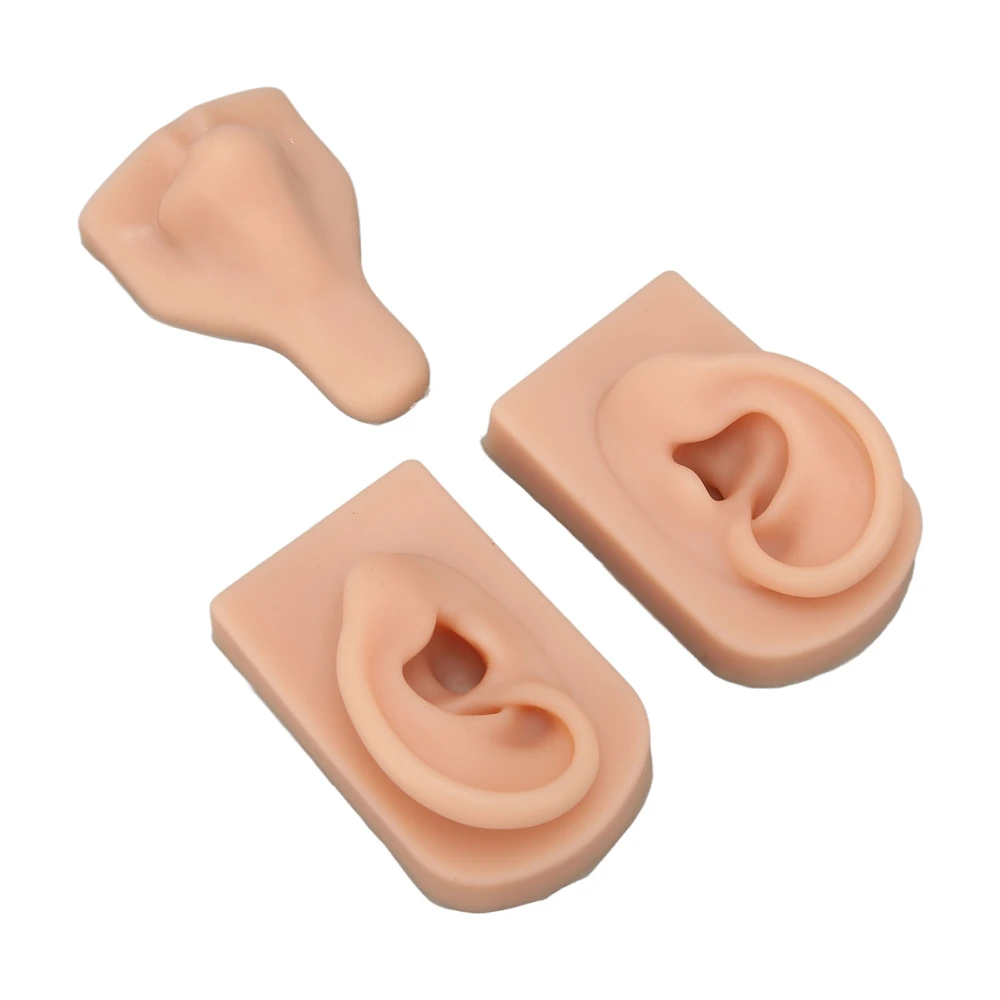 Silicone Piercing Practice Model Simulation Soft Flexible Nose Ears Model for Display Teaching Medium Skin Color