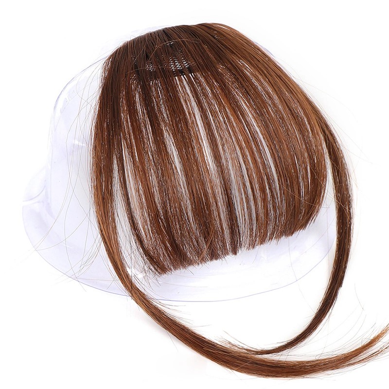 Women Bangs Hair Clip High Temperature Fiber Hair Extensions Bangs Fringe with Temples Hairpieces Light Brown