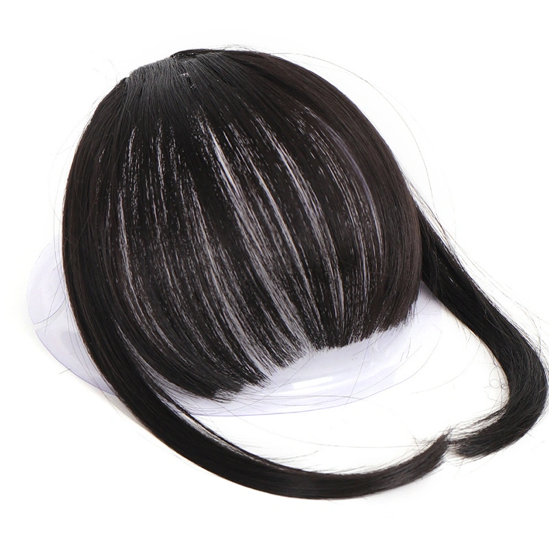 Women Bangs Hair Clip High Temperature Fiber Hair Extensions Bangs Fringe with Temples Hairpieces Black