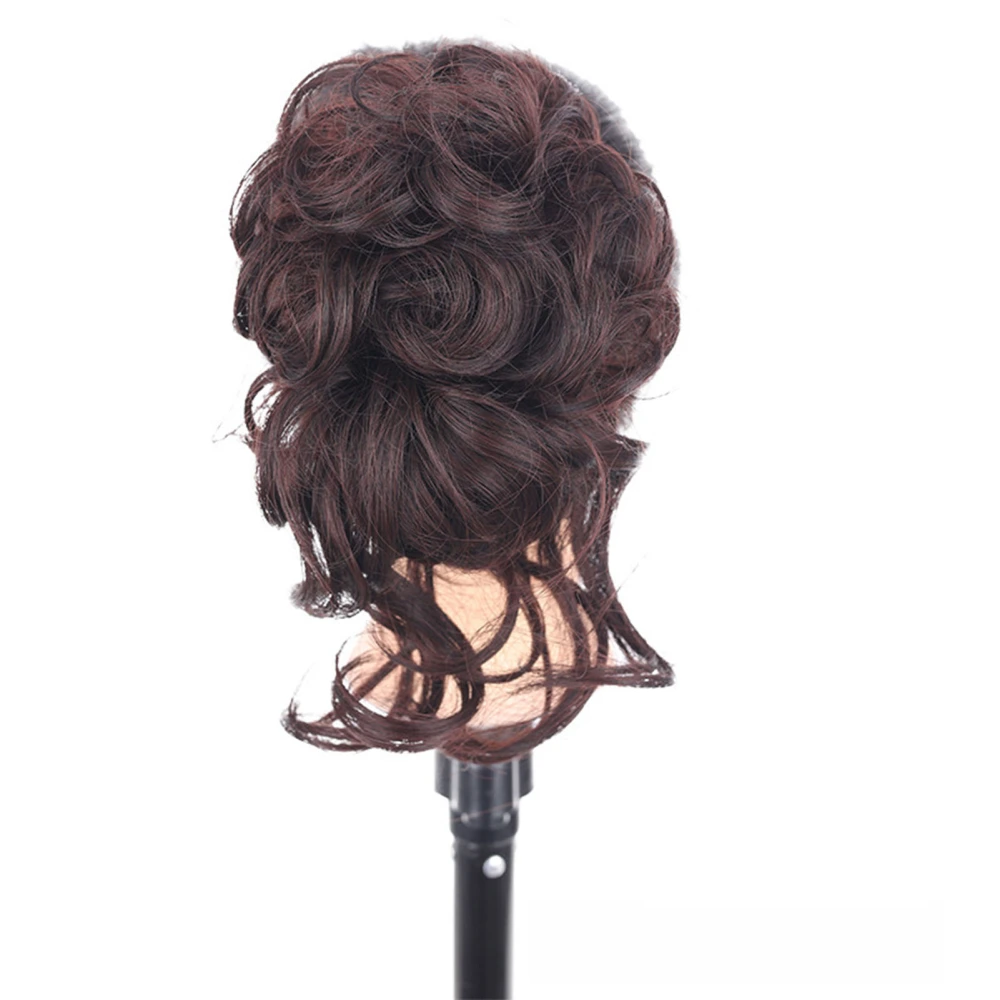 Hair Piece Hairpiece Curly Wavy Portable Hair Bun Claw for Women Girls Hair Extension Dark Brown