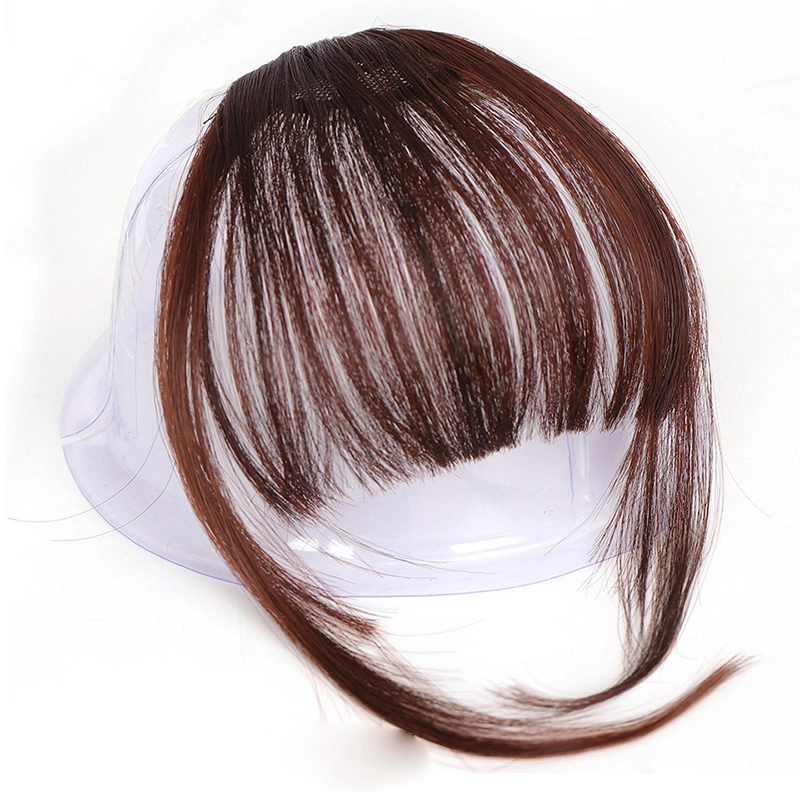 Women Bangs Hair Clip High Temperature Fiber Hair Extensions Bangs Fringe with Temples Hairpieces Dark Brown