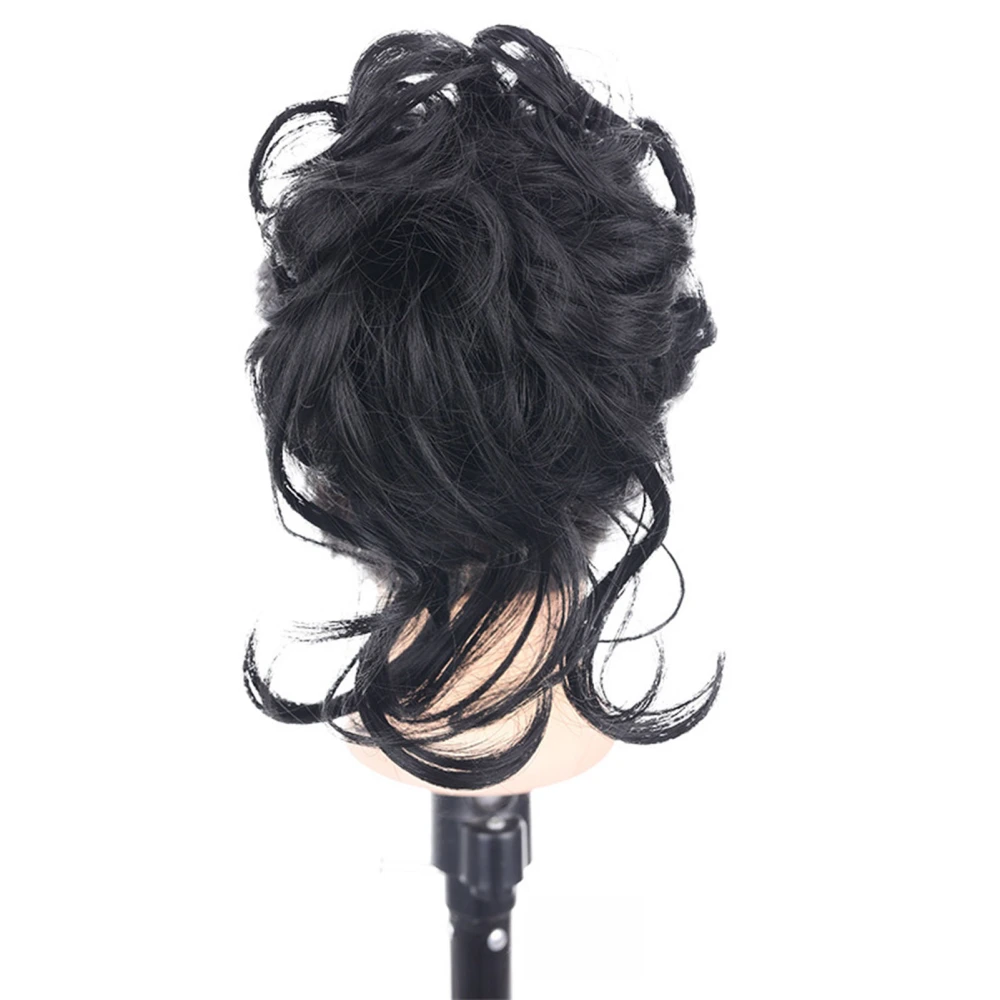 Hair Piece Hairpiece Curly Wavy Portable Hair Bun Claw for Women Girls Hair Extension Black