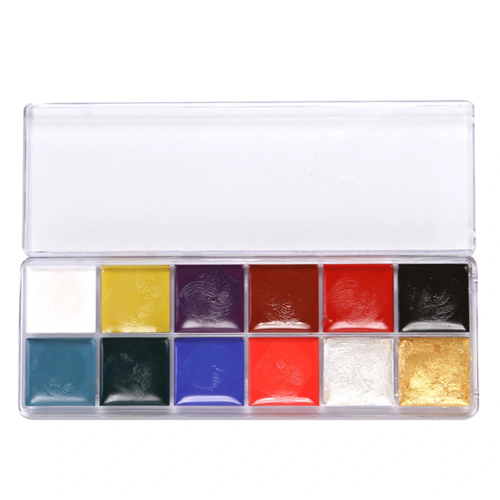 Body Painting Palette 12 Colors Refreshing Irritating Free Professional Face Paint Palette for Halloween Dancing Party