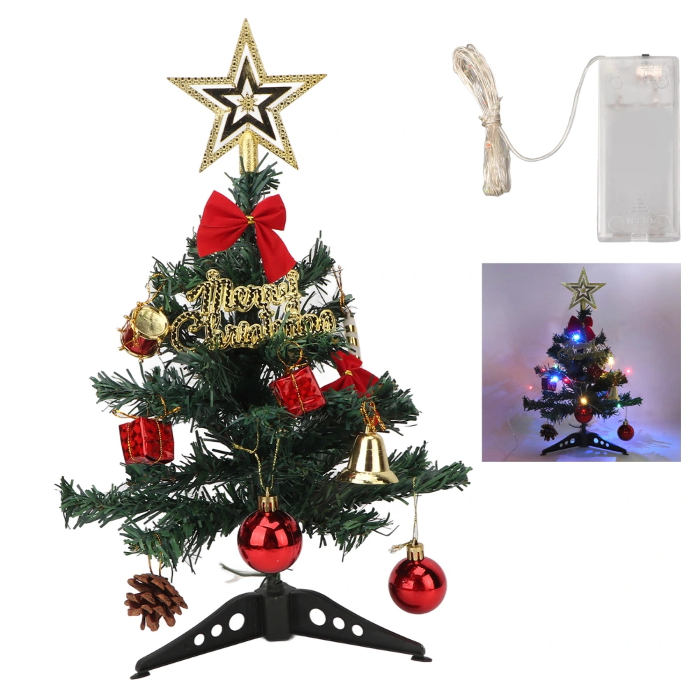 Tabletop Christmas Tree Home Beauty Salon Mini Artificial Christmas Tree with LED String Light Ornament 11.8 Inch Colorful Light