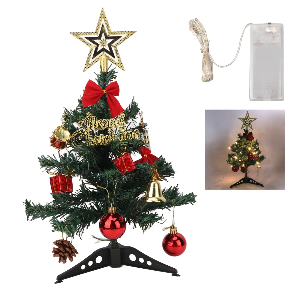 Tabletop Christmas Tree Home Beauty Salon Mini Artificial Christmas Tree with LED String Light Ornament 11.8 Inch Yellow Light