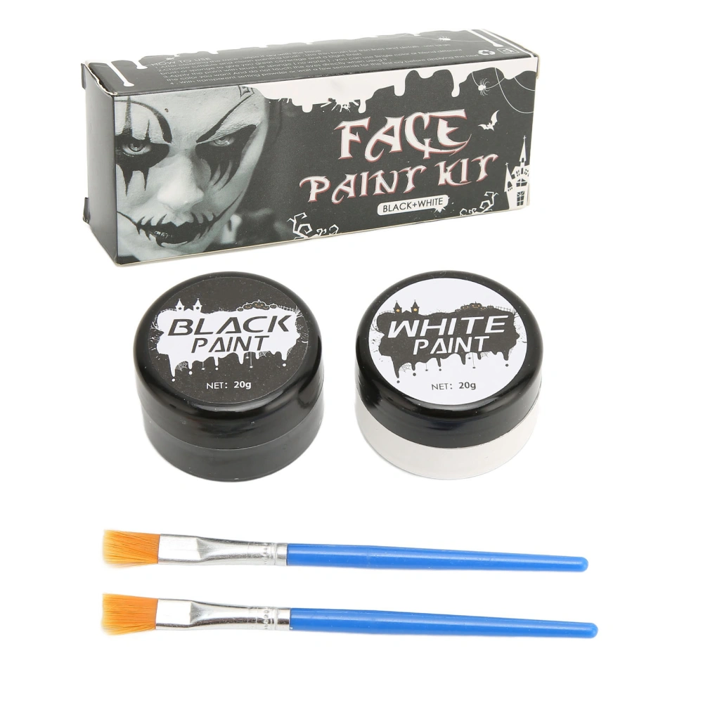 Black White Face Body Paint Skull Skeleton Facial Painting Kit for Cosplay Halloween