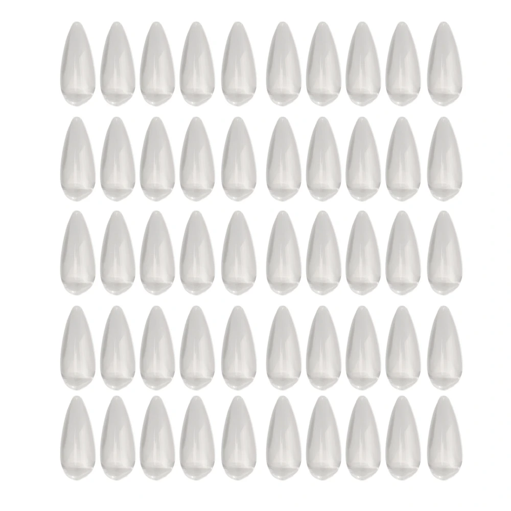 50Pcs Clear Glass Nail Polish Color Card Display Tips DIY Manicure Tool Accessories Pointed Almond Shape