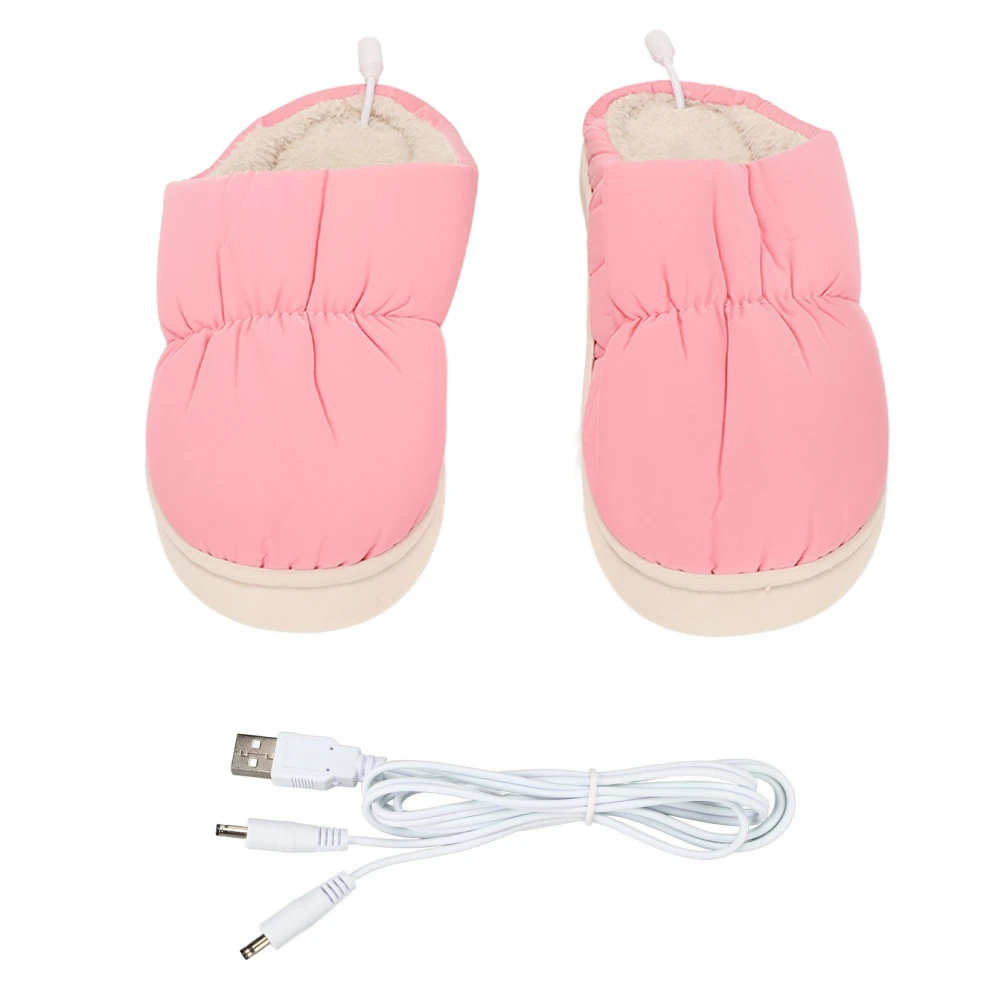 Electric Heated Slipper Prevent Slipping Foot Warming USB Heating Shoes for Home Wear Pink(10.6 X 4.1in)