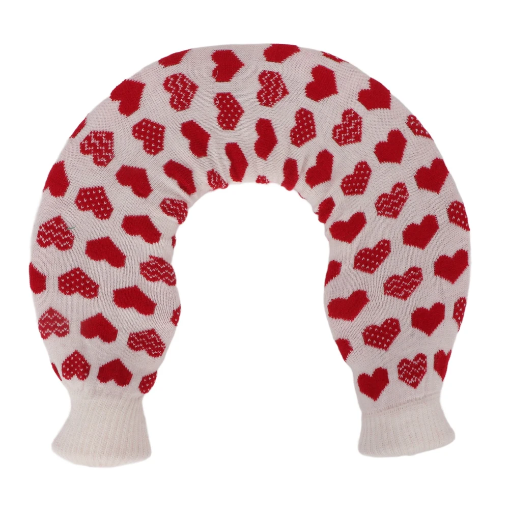 Hot Water Bottle U Shaped Explosion Proof Relieve Fatigue Neck Warmer Bag Rose Heart Pattern Knited Cover