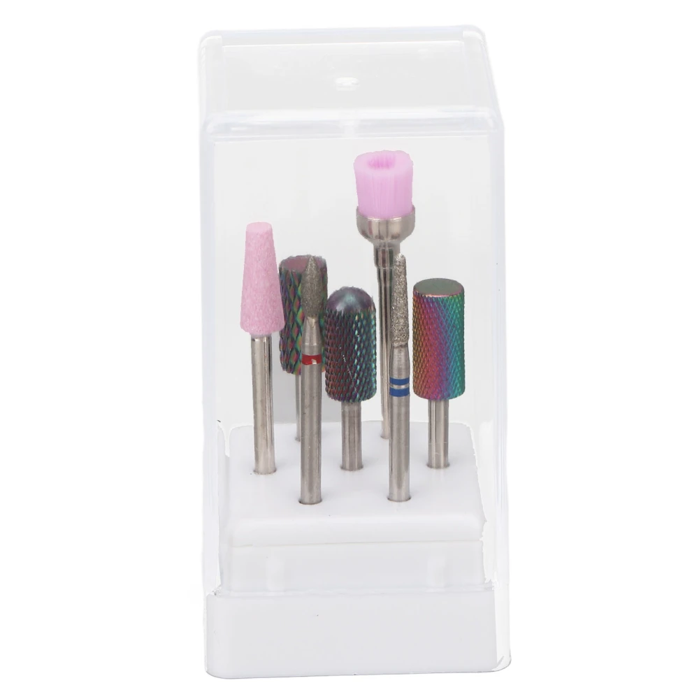 7pcs Nail Drill Bits Stainless Steel Fast Removal Gel Multifunctional Nail Grinding Heads Set with Storage Box