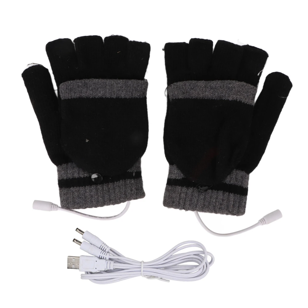 Full and Half Fingers Heating Gloves USB Fingerless Knitting Electric Laptop Gloves for Winter