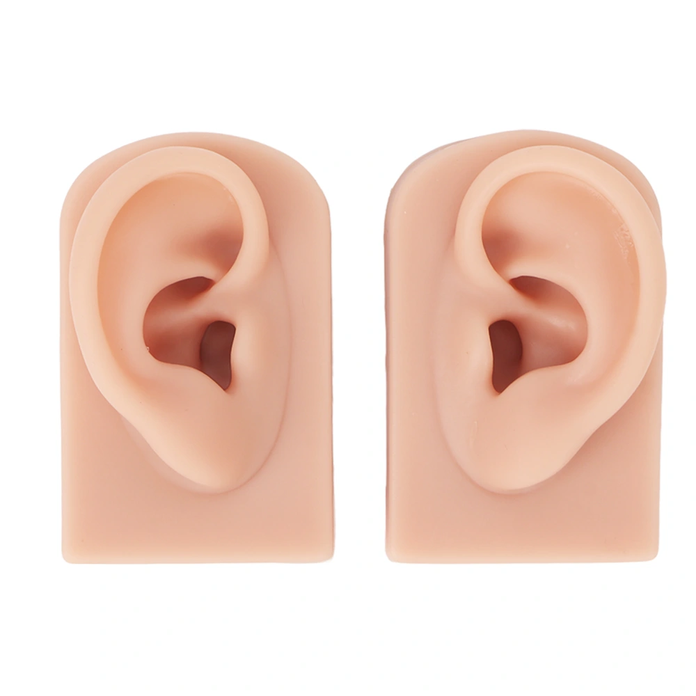 1 Pair Silicone Ear Model Flexible Soft Reusable Simulated Human Skin Silicone Piercing Model Medium Skin Color