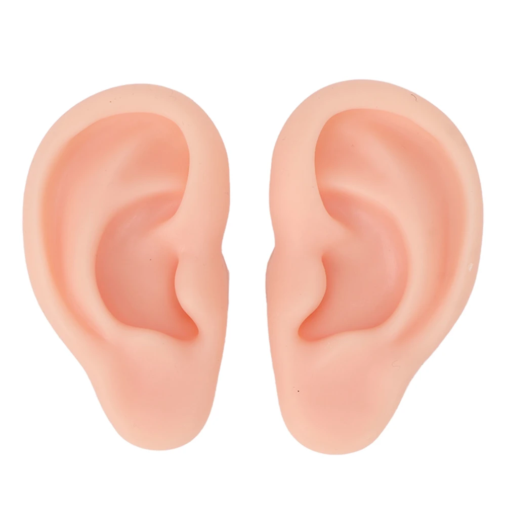 1 Pair Silicone Ear Model Soft Flexible Simulation Ear Model for Earrings Display Ear Piercing Exercise Light Skin Color