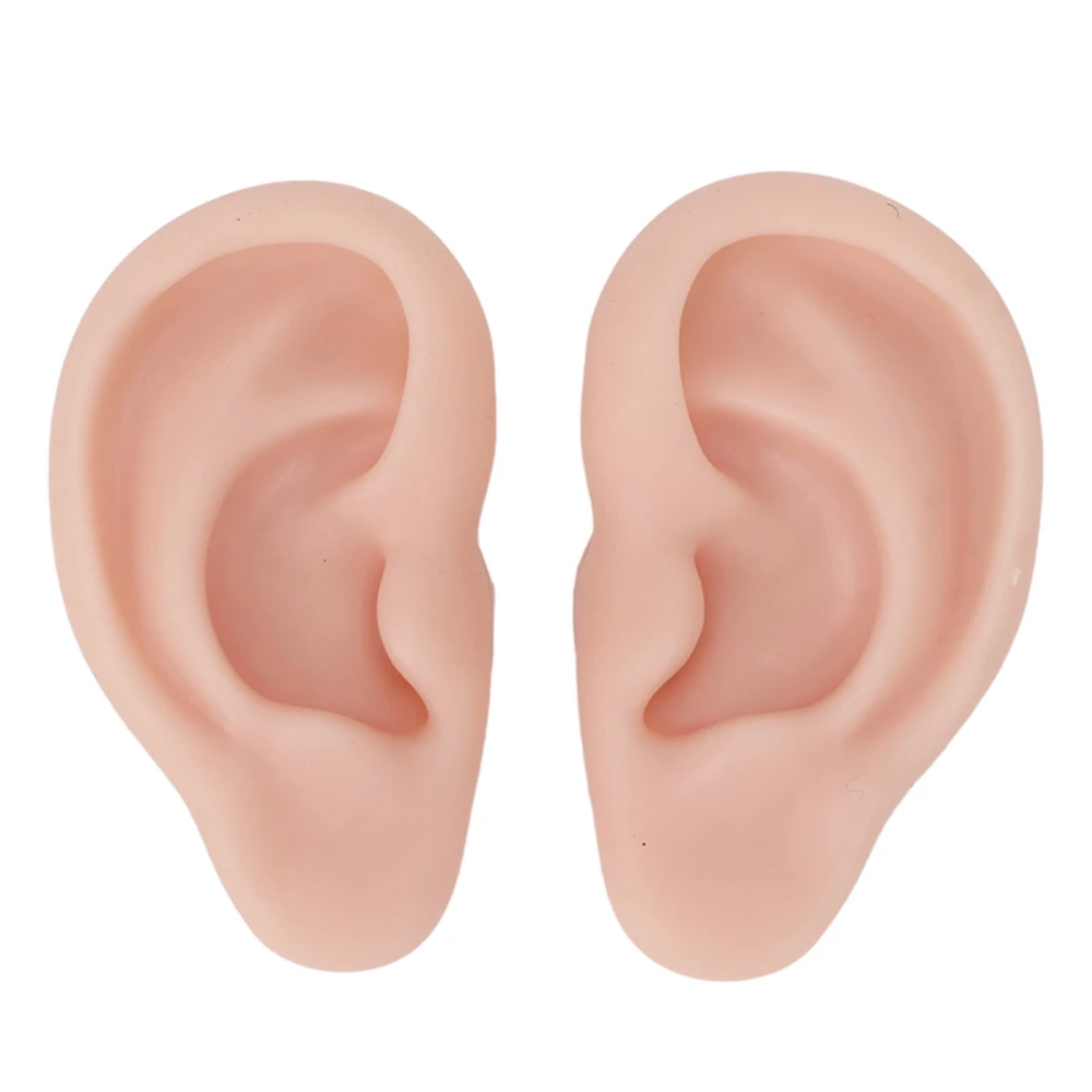 1 Pair Silicone Ear Model Soft Flexible Simulation Ear Model for Earrings Display Ear Piercing Exercise Medium Skin Color