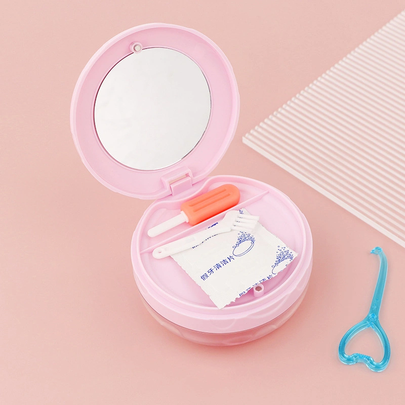 Retainer Storage Box Portable Lightweight Leak Proof 3 Layers Multifunctional Retainer Cleaning Container Pink