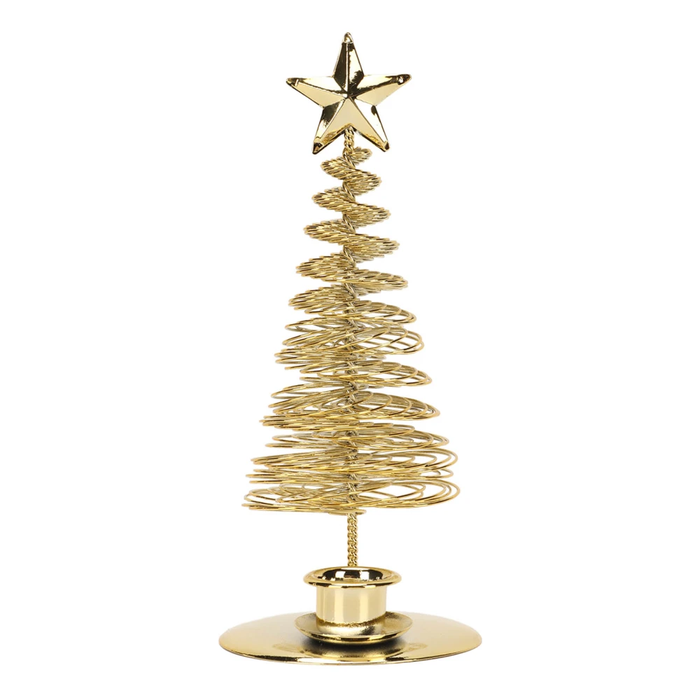 Christmas Tree Candlestick Holder with Star Metal Golden Christmas Tree Candle Stand for Festival Table Decoration