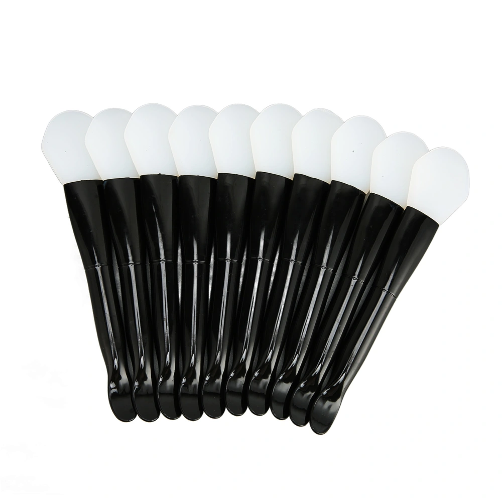 10pcs Facial Mask Brush Dual Sided with Spoon Soft Silicone Black Handle Mask Applicator Brush for Women Girls