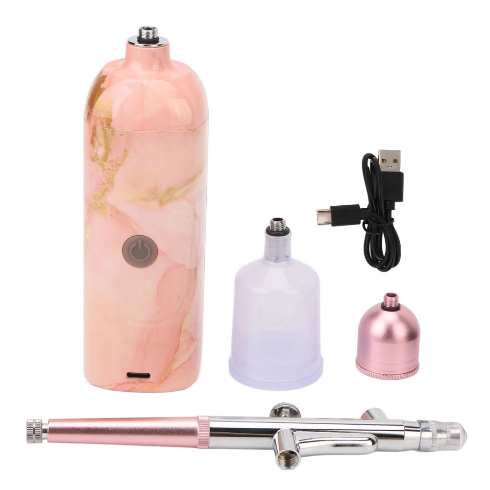 Airbrush Kit Handheld Portable Cordless 18PSI 0.4mm Tip USB Rechargeable Facial Oxygen Injection Sprayer Pink