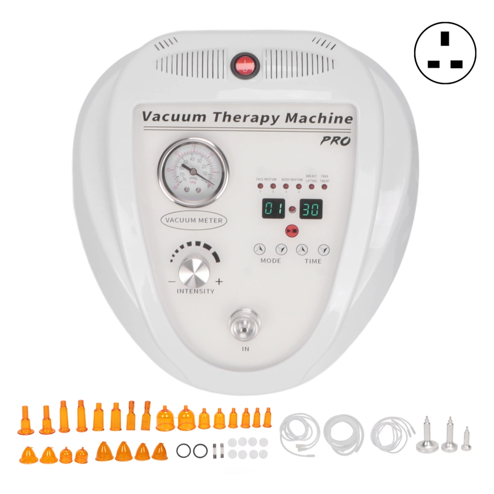 Breast Massage Machine Negative Pressure 24pcs Cup Electric Scraping Cupping Device for Face Body 220V UK Plug