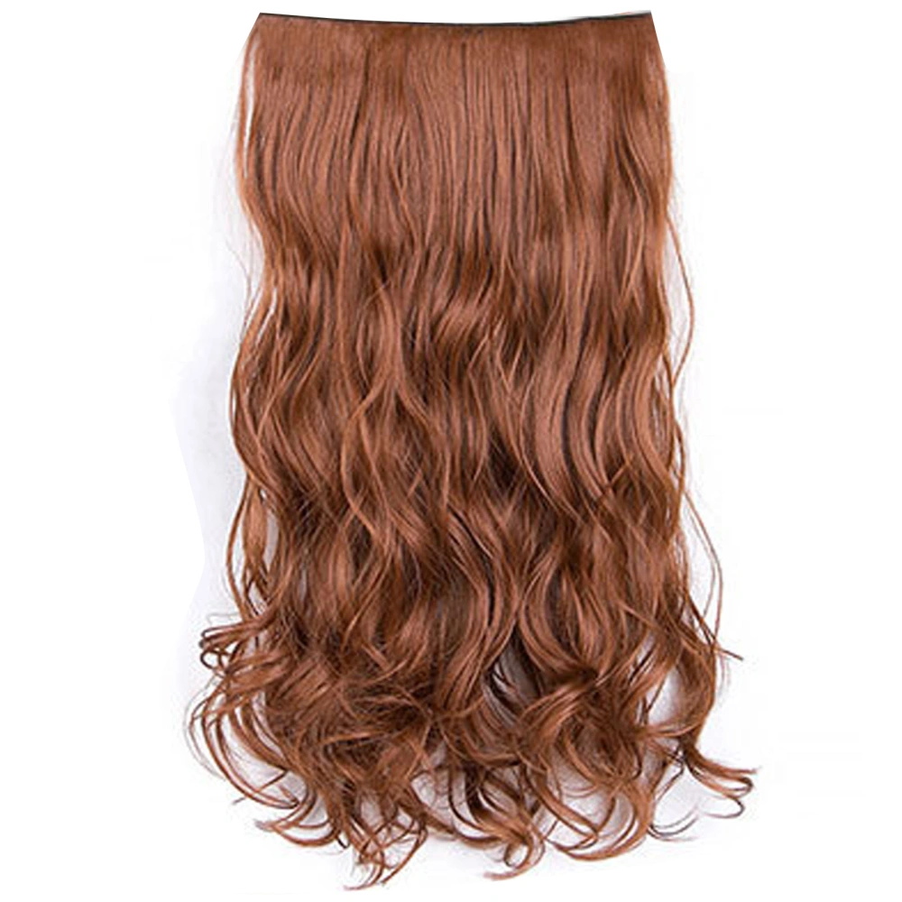 23.6in Hair Extension Wave Curly Matte Synthetic 6 Clips Hairpiece Extension for Women Golden Brown