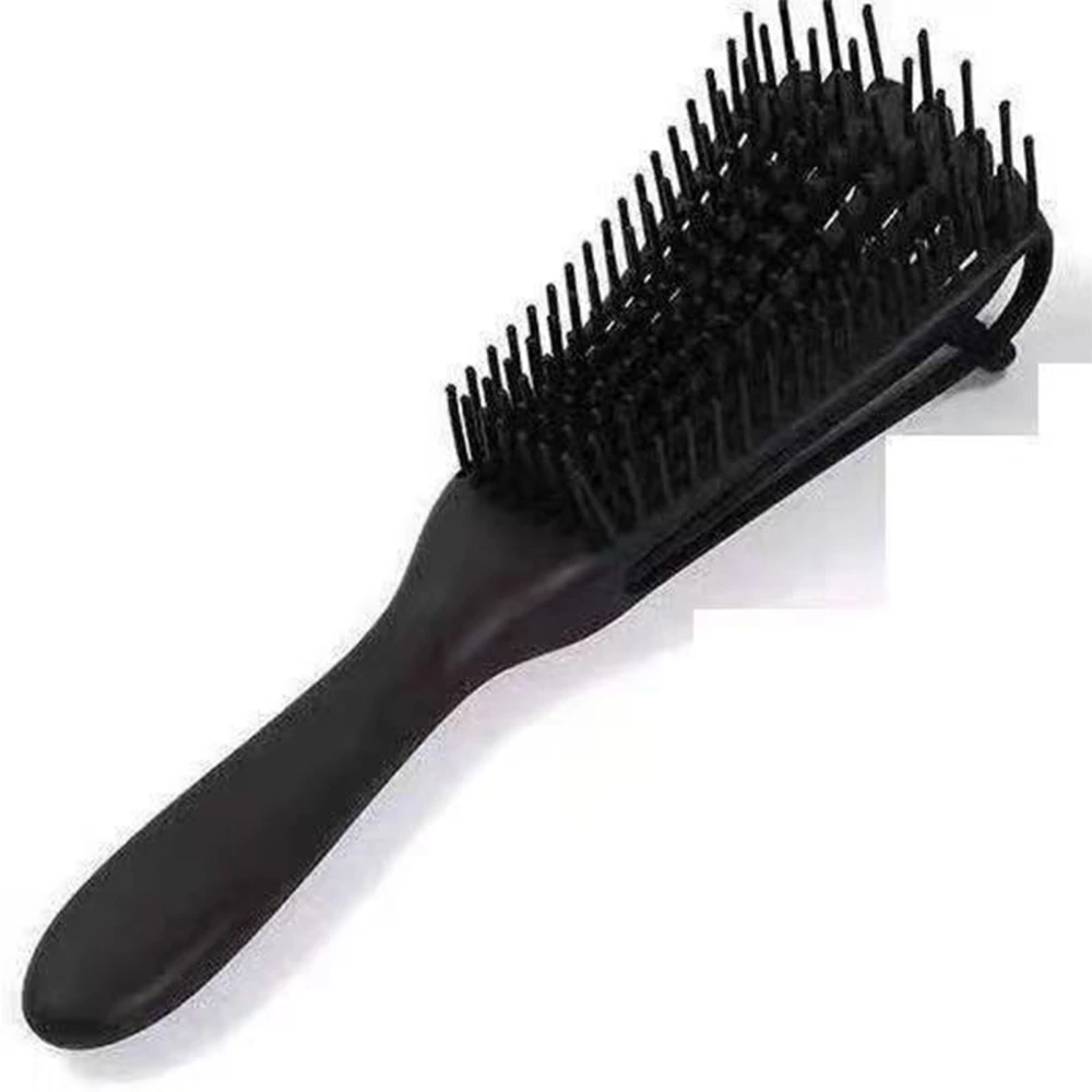 8 Row Detangler Brush Ergonomic Removable Universal Portable Detangling Massage Brush Hair Brush for Women Black