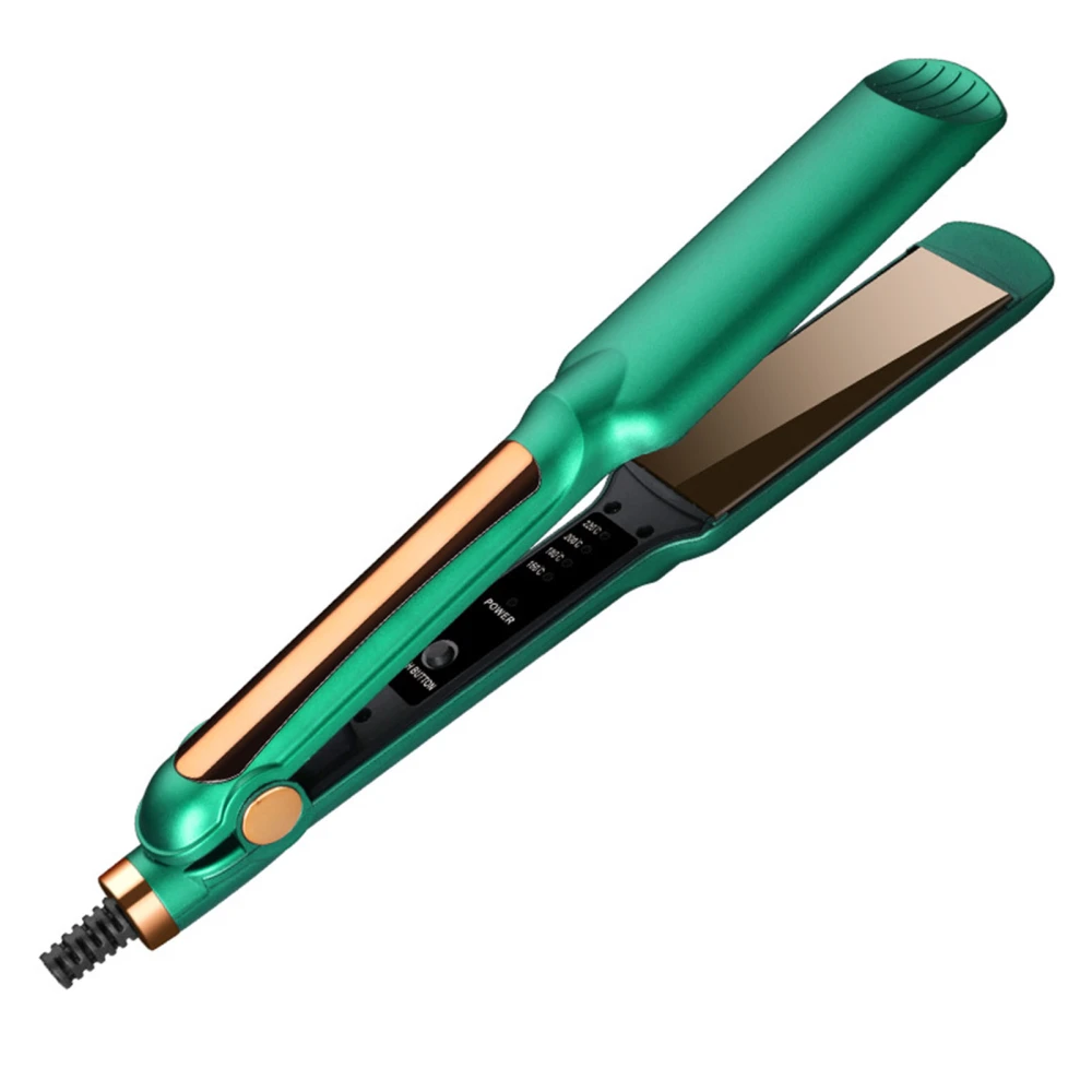 Hair Straightener Curler 4 Temperature Gears Wet Dry Use Hair Straightening Curling Flat Iron US Plug 110V‑220V Green