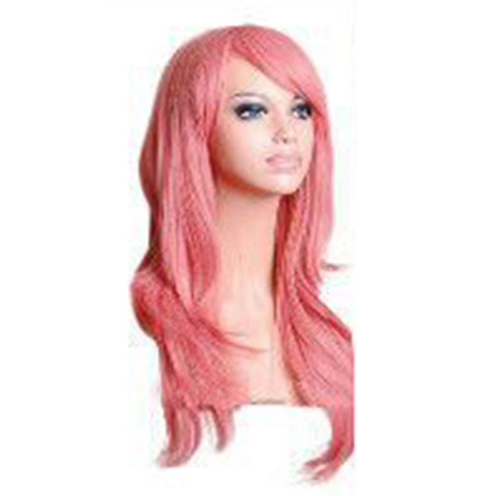 Cosplay Long Curly Wavy Wig Women Girls Heat Resistant Fashionable Halloween Cosplay Party Costume Wig Pink